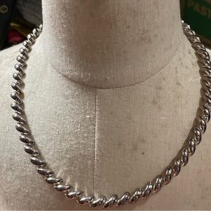 Vintage Italian Silver Necklace Spectacular Italy 925 Sterling Coiled Links 18”